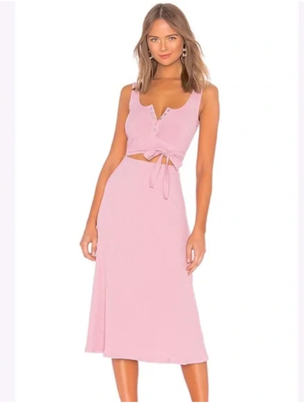 Privacy Please Mauve Ribbed long Dress with Front Twist size small